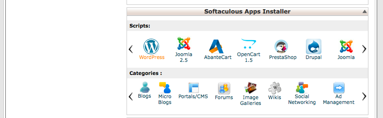 Cpanel Wordpress in Softaculous